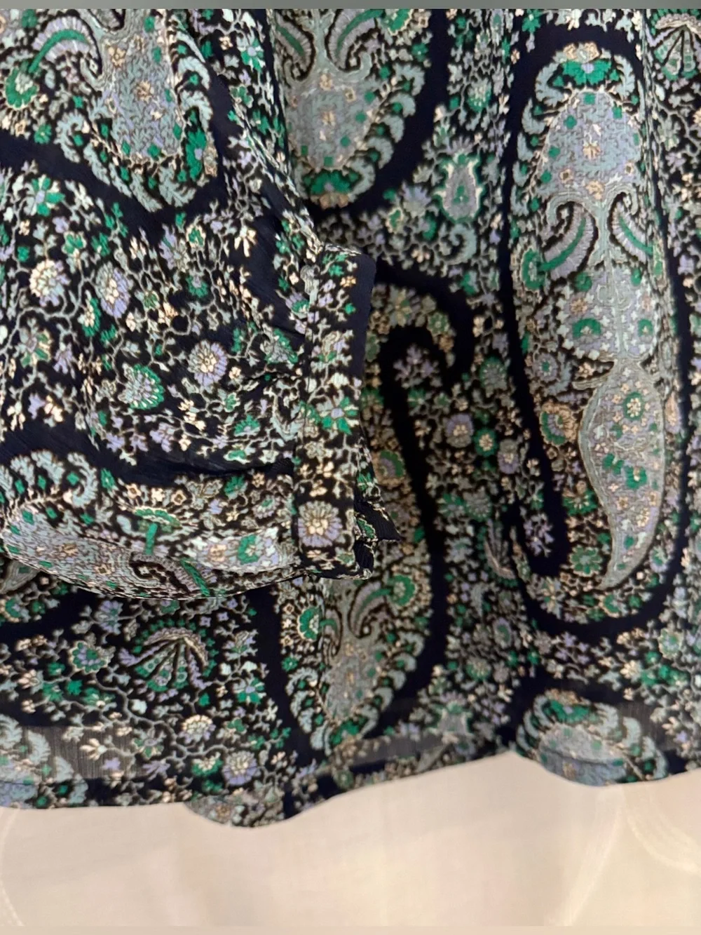 J.Crew Paisley Long Sleeve Ruffle Neck Blouse | XS | NWT